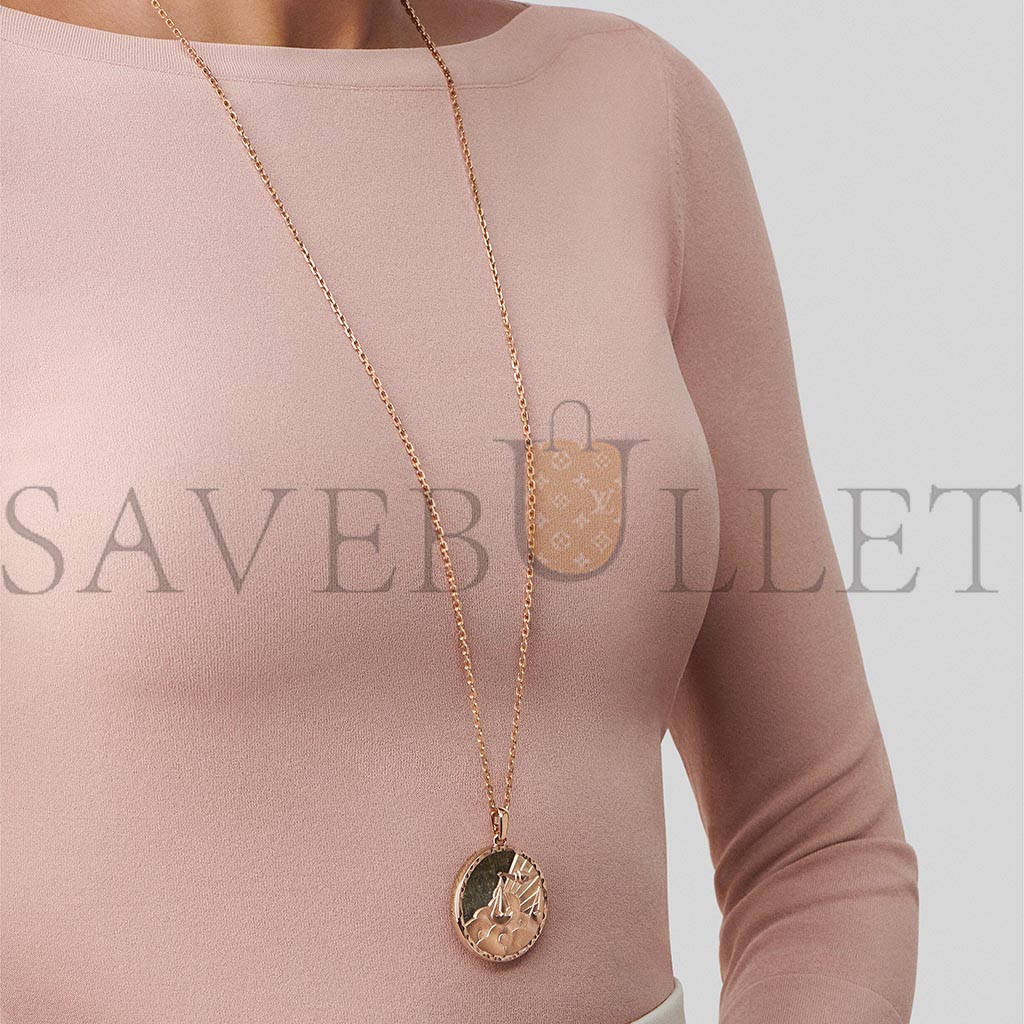 V*N CL*F arpels zodiaque long necklace librae (libra) - rose gold, obsidian  vcarp9re00